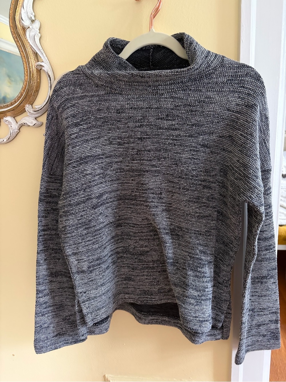 Madewell Black & Gray Marled Mock Neck Sweater